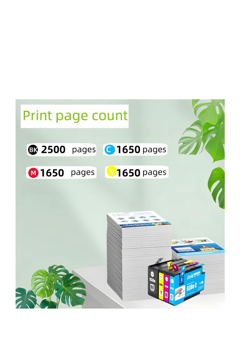 Terabyte 938XL,938E Compatible Ink Cartridge Set for HP Officejet Pro 9110 9120 9130 9720 9730 Printers, XL Multicolor 4-Pack, 1200 Page Yield, 30ml Each - Image 5